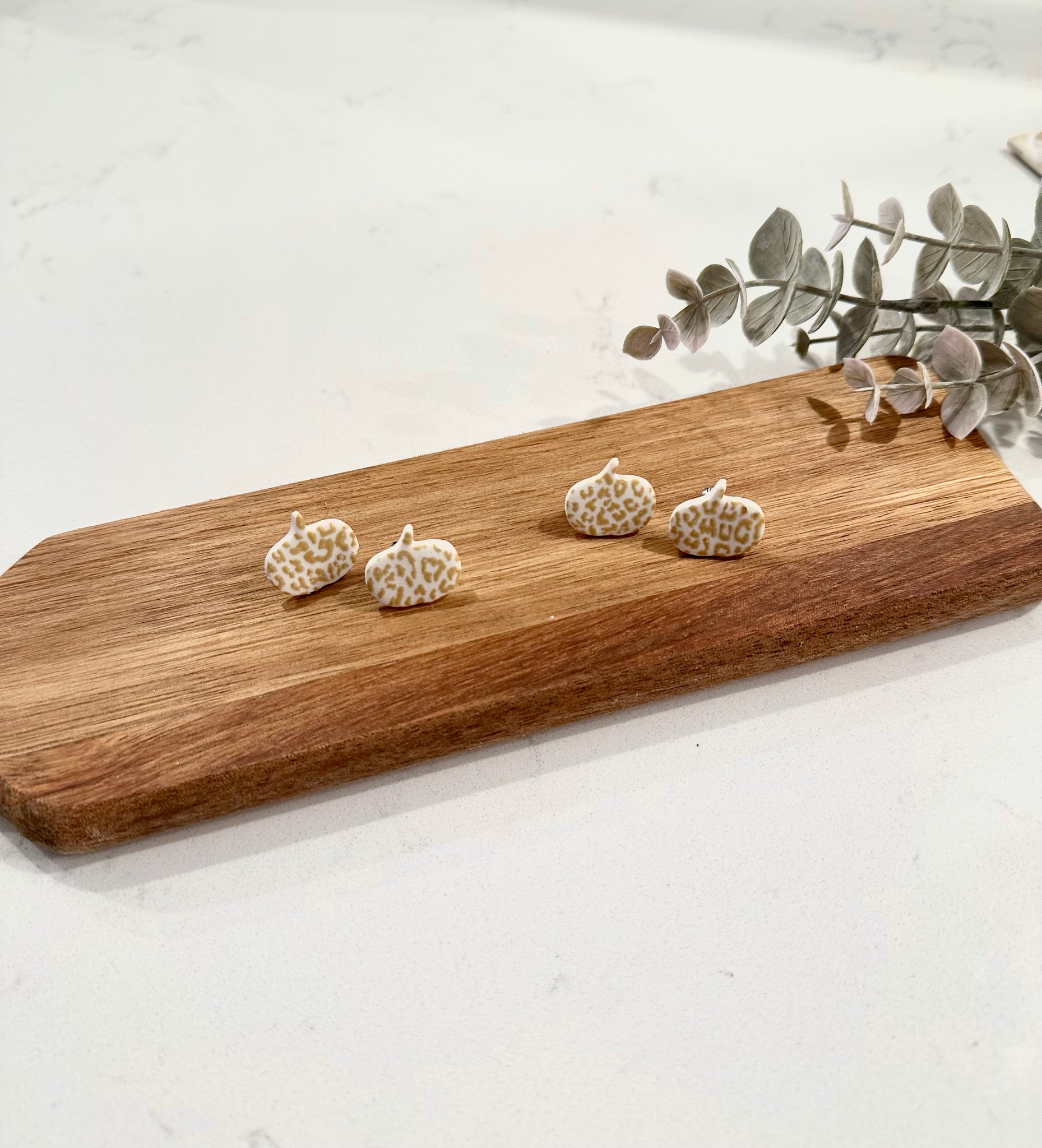 leopard pumpkin studs