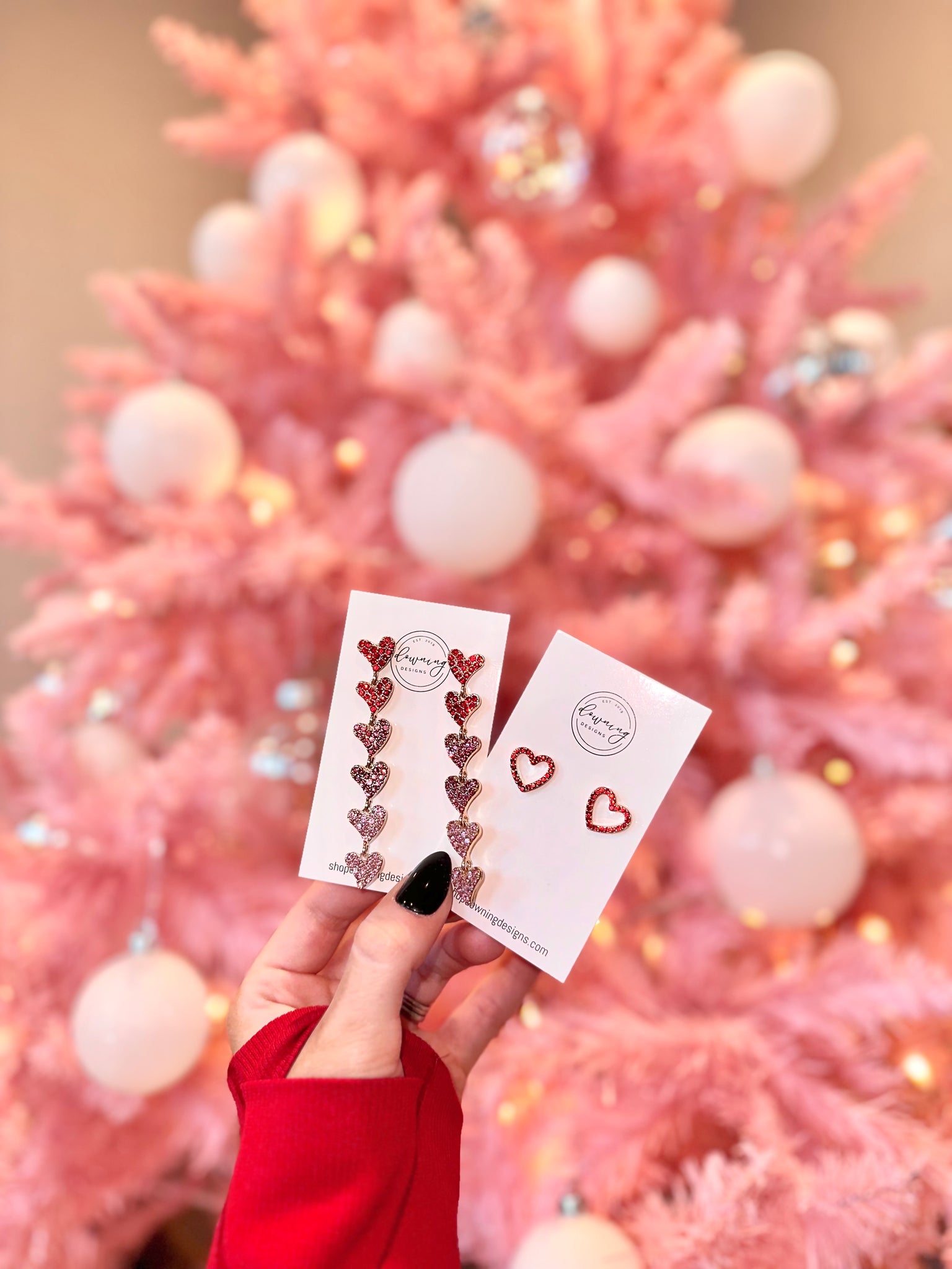 rhinestone heart earrings