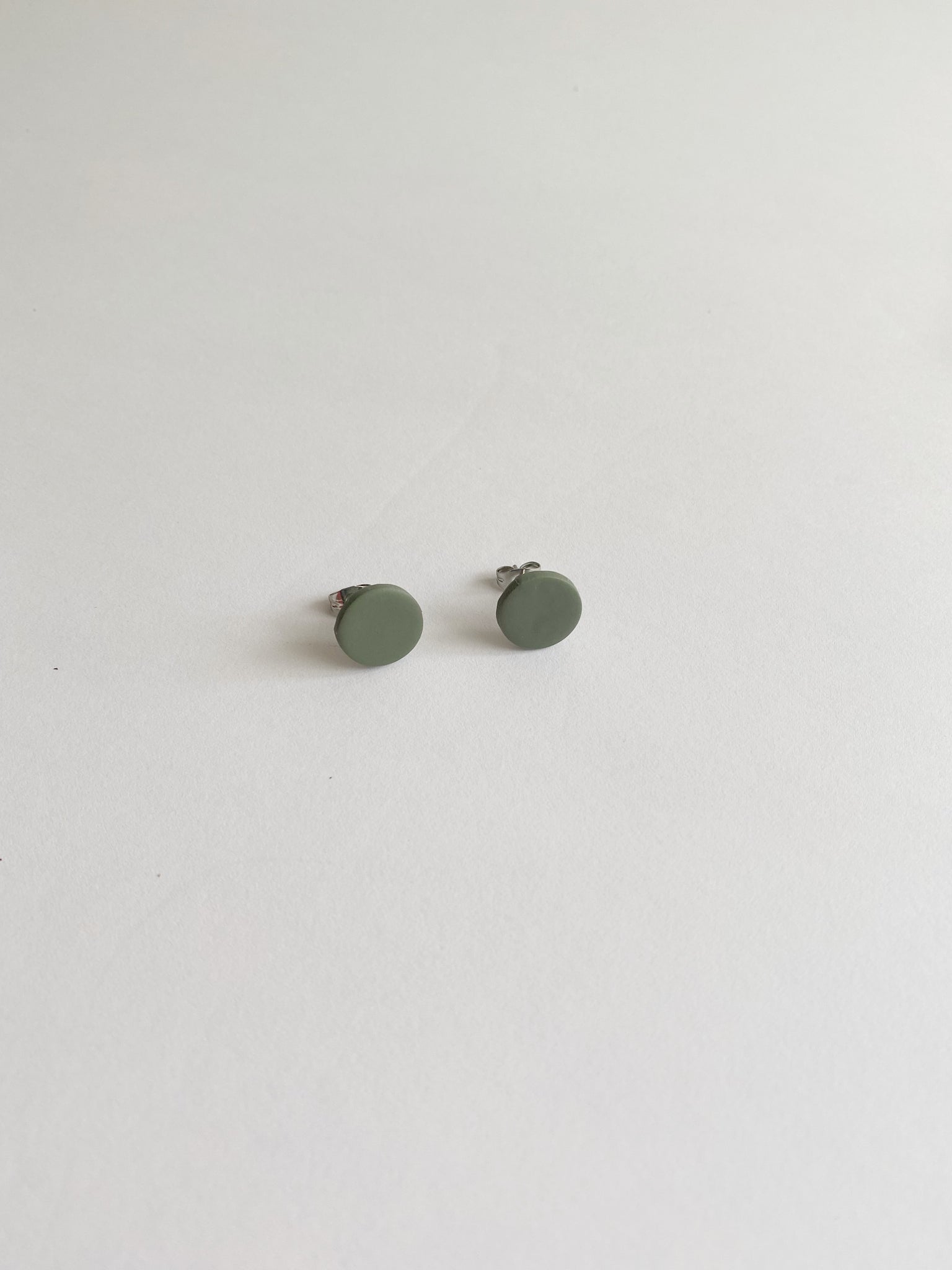 olive green mini circle studs