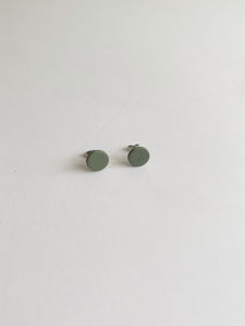 olive green mini circle studs