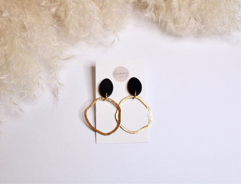 black + gold abstract hoops