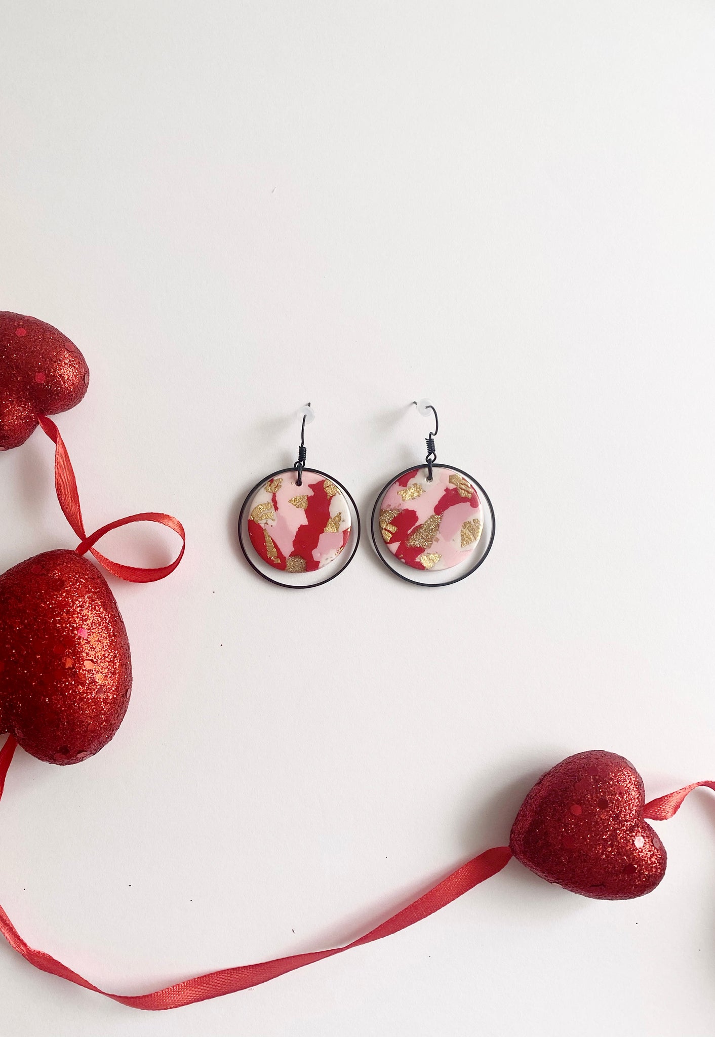 valentine’s terrazzo + black circles