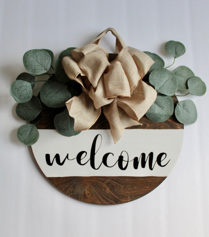 ‘welcome’ door hanger (eucalyptus)