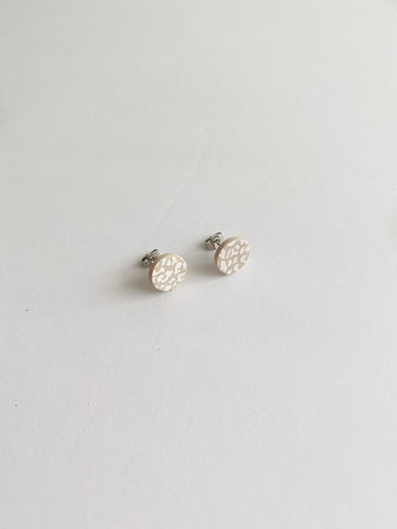 beige leopard mini circle studs